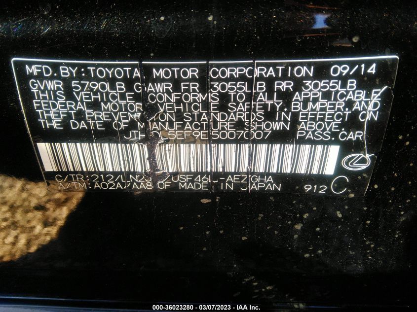2014 LEXUS LS 460 L - JTHDL5EF9E5007007