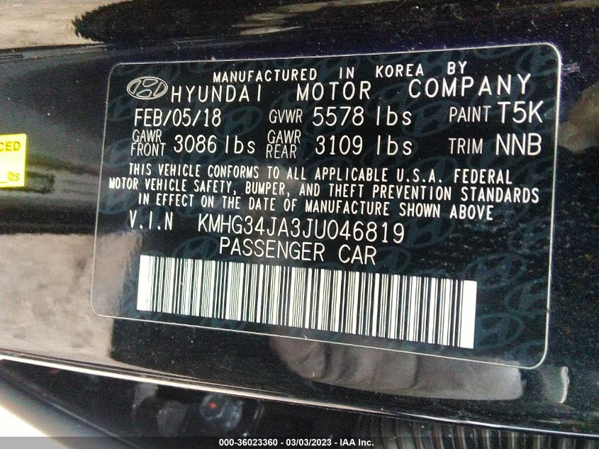 2018 GENESIS G90 3.3T PREMIUM KMHG34JA3JU046819