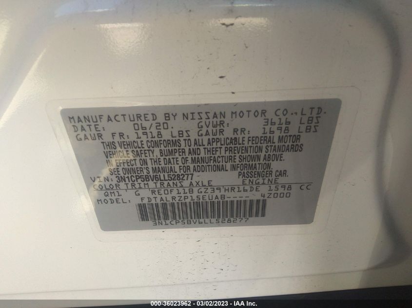 2020 NISSAN KICKS S - 3N1CP5BV6LL528277
