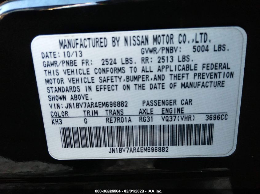 2014 INFINITI Q50 PREMIUM - JN1BV7AR4EM696882