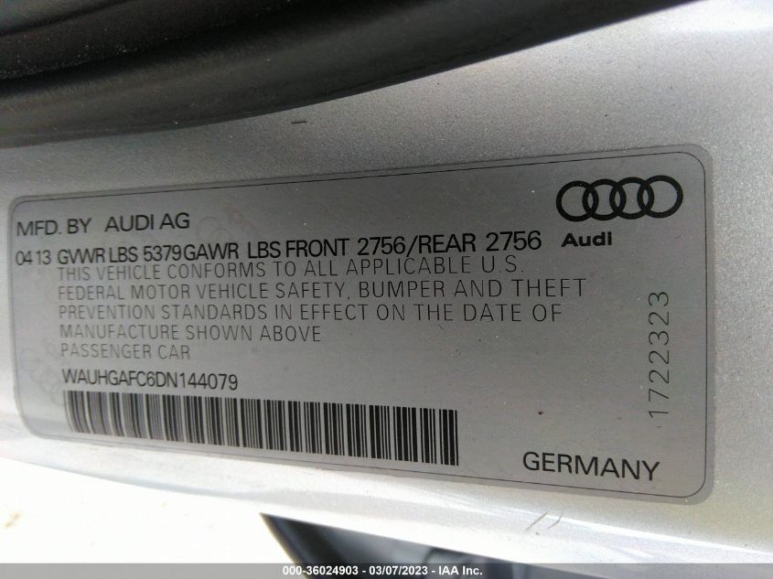 2013 AUDI A6 3.0T PRESTIGE - WAUHGAFC6DN144079