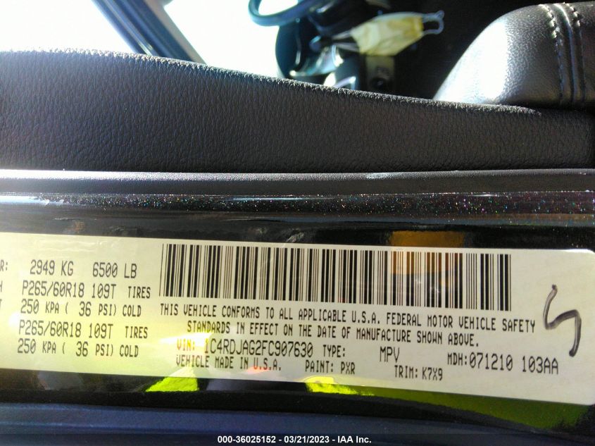2015 DODGE DURANGO SXT - 1C4RDJAG2FC907630