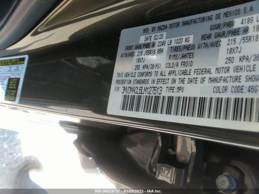 VIN 3MVDMACL6LM127613 2020 MAZDA CX-30 SELECT PACKAGE