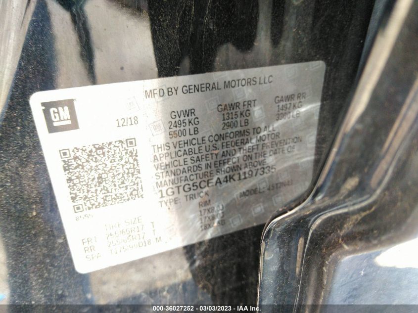 2019 GMC CANYON 2WD SLE - 1GTG5CEA4K1197335