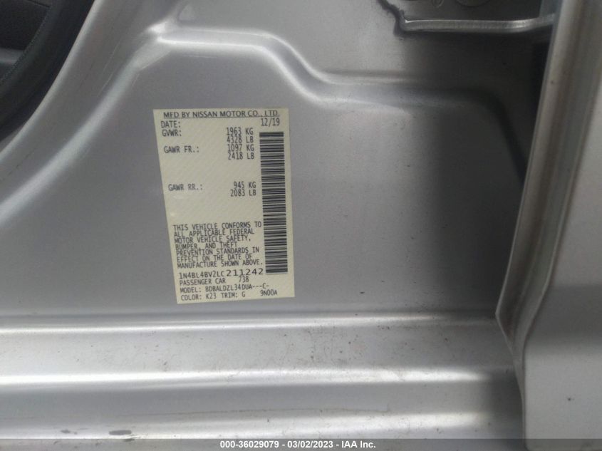 2020 NISSAN ALTIMA 2.5 S - 1N4BL4BV2LC211242
