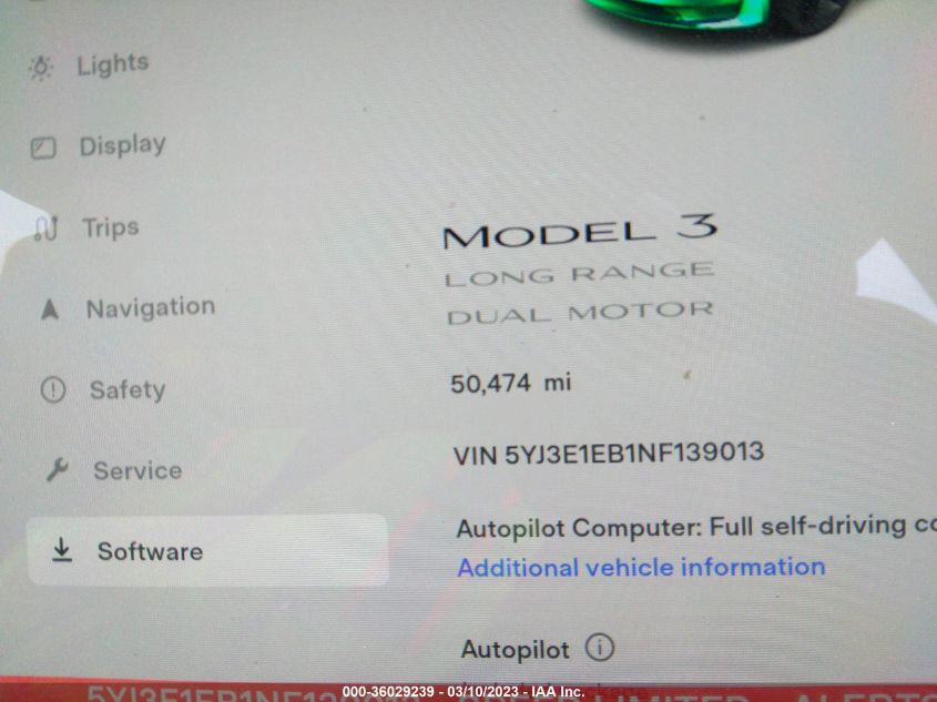 5YJ3E1EB1NF139013 Tesla Model 3 LONG RANGE 7