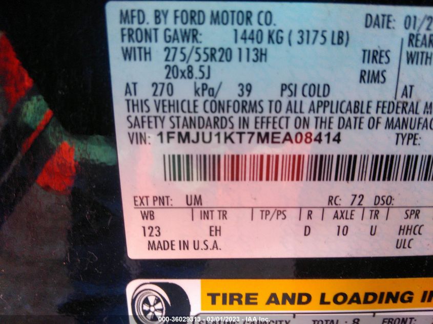2021 FORD EXPEDITION LIMITED 1FMJU1KT7MEA08414