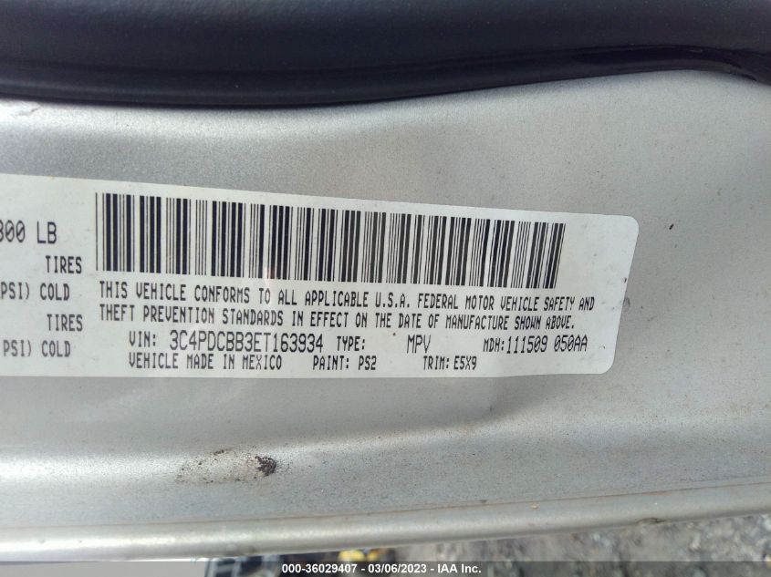 2014 DODGE JOURNEY SXT - 3C4PDCBB3ET163934