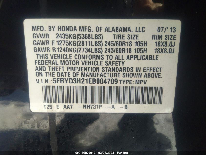 2014 ACURA MDX - 5FRYD3H21EB004709