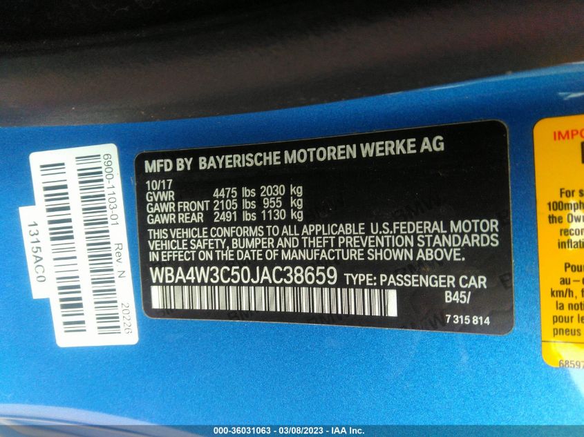 2018 BMW 4 SERIES 430I - WBA4W3C50JAC38659