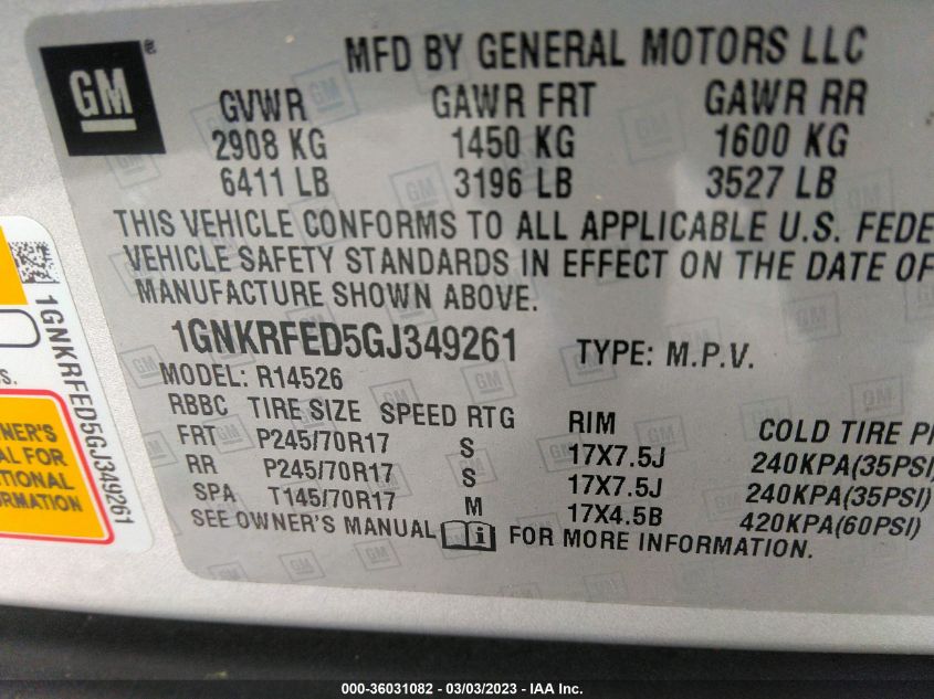 2016 CHEVROLET TRAVERSE LS - 1GNKRFED5GJ349261