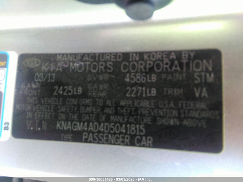 2013 KIA OPTIMA HYBRID LX - KNAGM4AD4D5041815