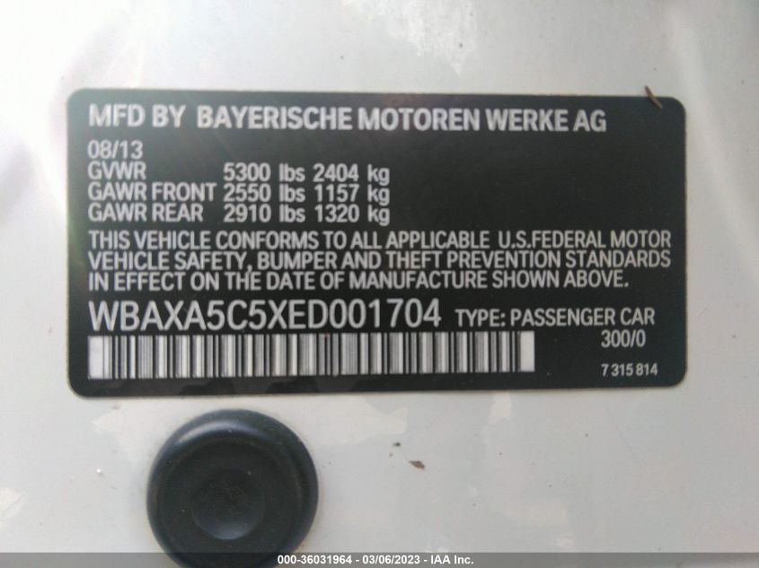 2014 BMW 5 SERIES 535D - WBAXA5C5XED001704