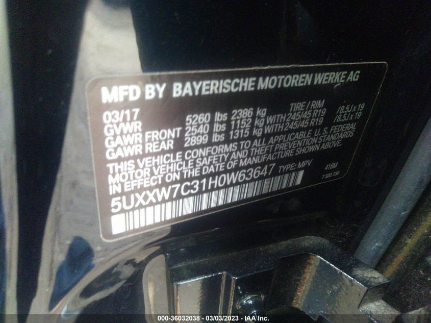 2017 BMW X4 M40I - 5UXXW7C31H0W63647