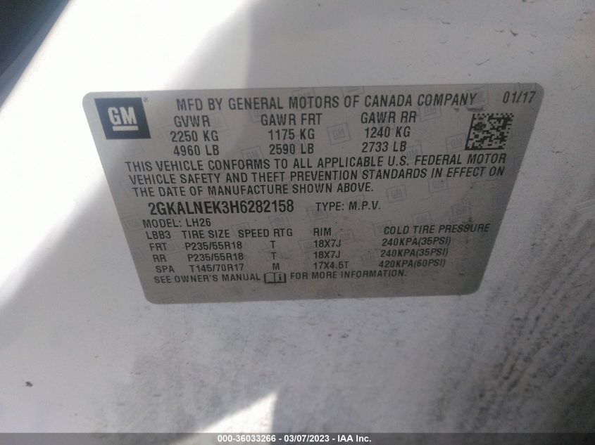 2017 GMC TERRAIN SLE - 2GKALNEK3H6282158