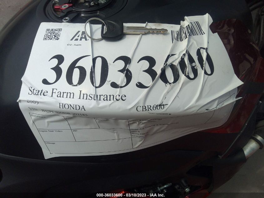 2009 HONDA CBR600 RR - JH2PC40089K202185