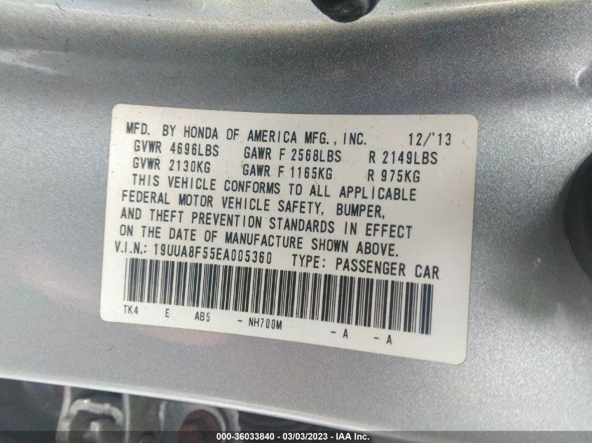 2014 ACURA TL TECH 19UUA8F55EA005360