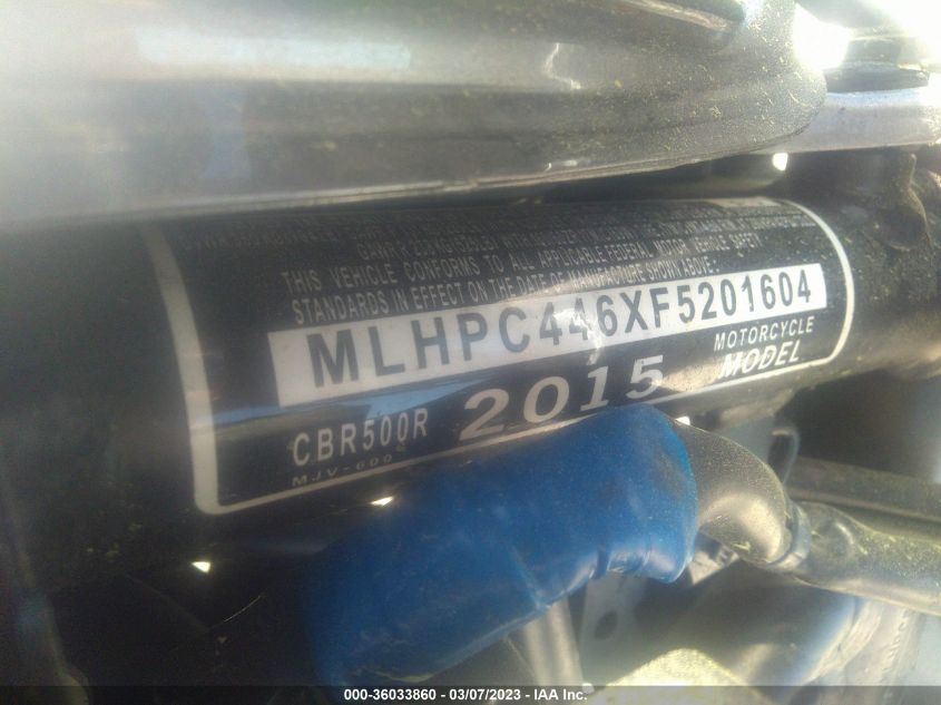 2015 HONDA CBR500 R - MLHPC446XF5201604