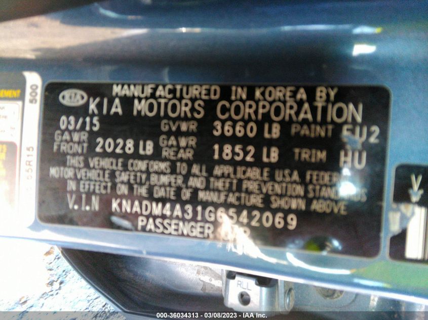 2016 KIA RIO LX - KNADM4A31G6542069