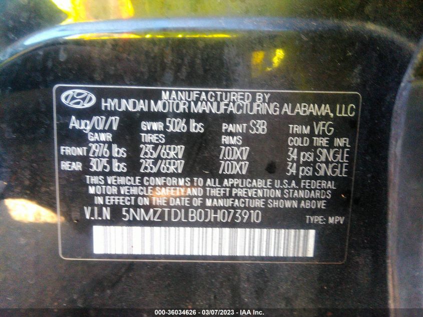 2018 HYUNDAI SANTA FE SPORT 2.4L - 5NMZTDLB0JH073910
