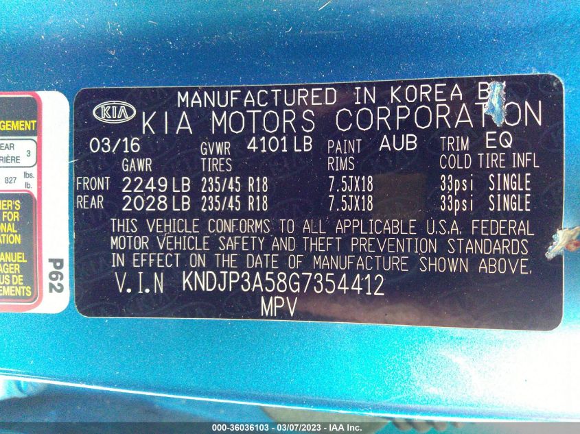 2016 KIA SOUL + - KNDJP3A58G7354412