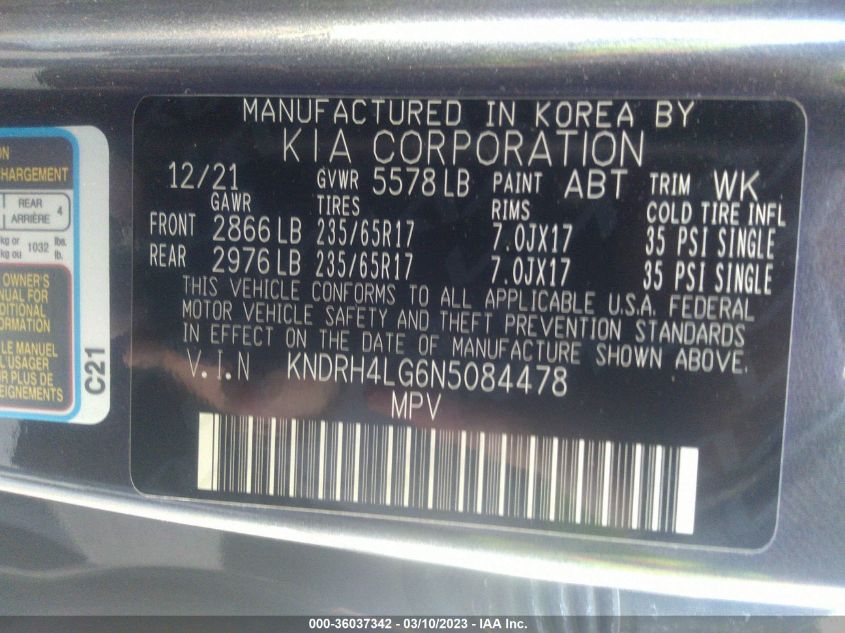 2022 KIA SORENTO HYBRID EX KNDRH4LG6N5084478