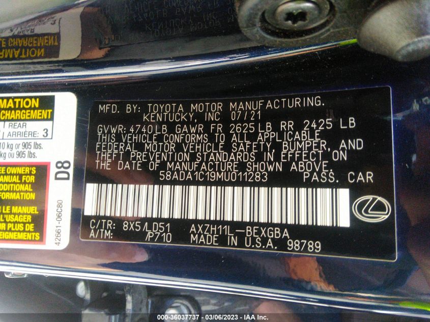 2021 LEXUS ES ES 300H - 58ADA1C19MU011283