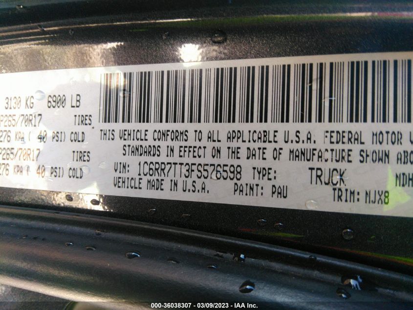 2015 RAM 1500 SLT - 1C6RR7TT3FS576598