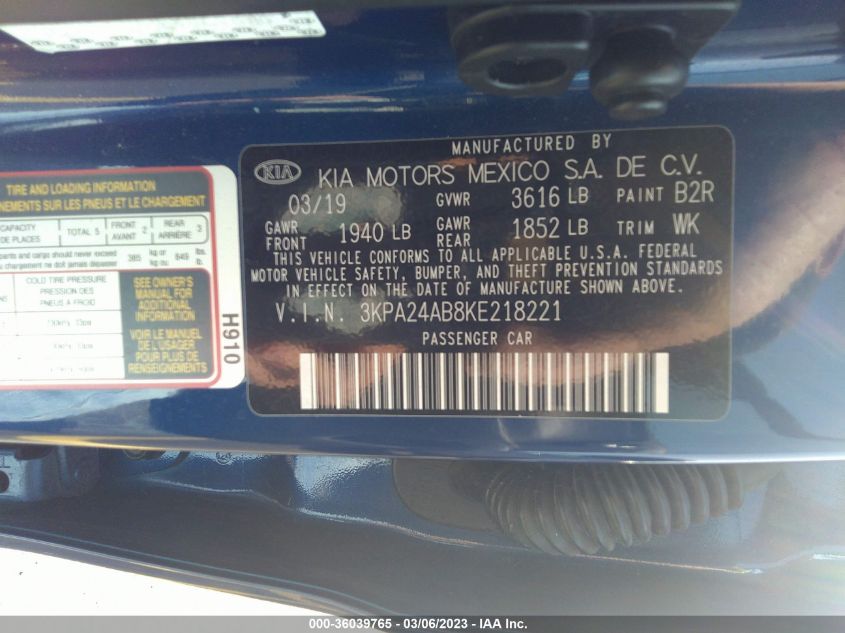 2019 KIA RIO S - 3KPA24AB8KE218221