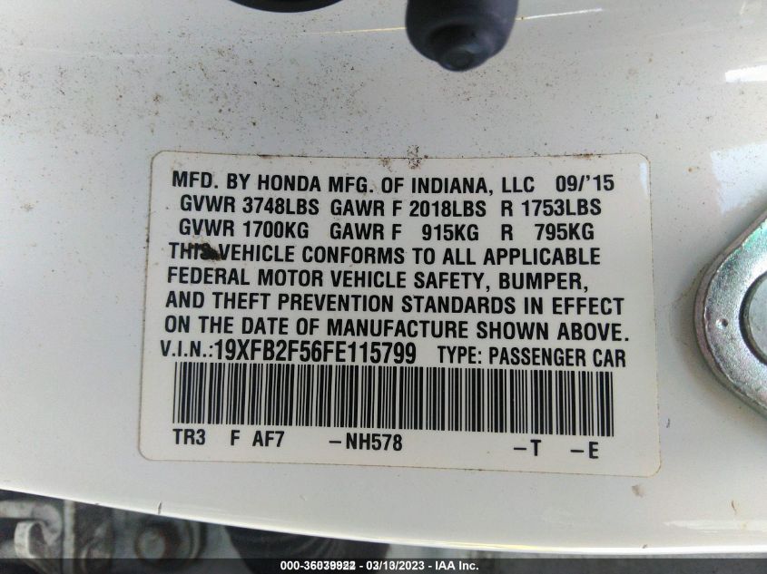 2015 HONDA CIVIC SEDAN LX - 19XFB2F56FE115799