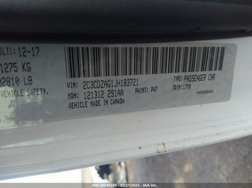 2018 DODGE CHALLENGER SXT - 2C3CDZAG1JH183721