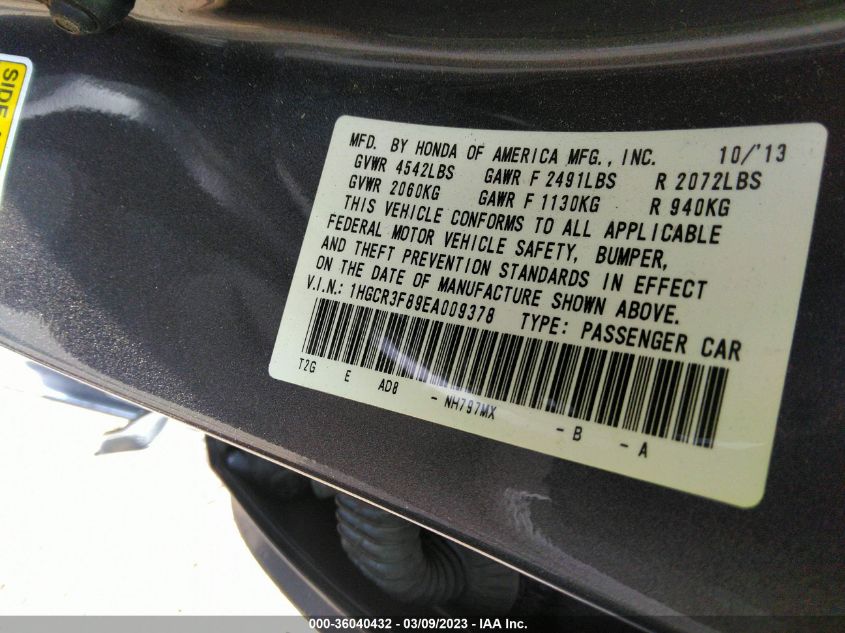 2014 HONDA ACCORD SEDAN EX-L - 1HGCR3F89EA009378