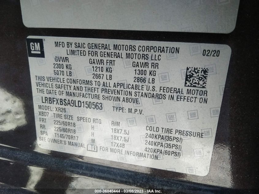 2020 BUICK ENVISION PREFERRED - LRBFXBSA9LD150563