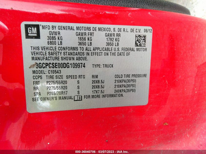 2013 CHEVROLET SILVERADO 1500 LT - 3GCPCSE00DG109974