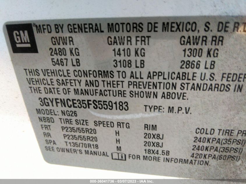 2015 CADILLAC SRX PERFORMANCE COLLECTION - 3GYFNCE35FS559183