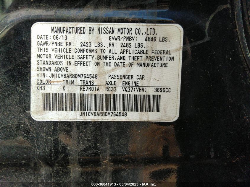 2013 INFINITI G37 SEDAN X - JN1CV6AR8DM764548