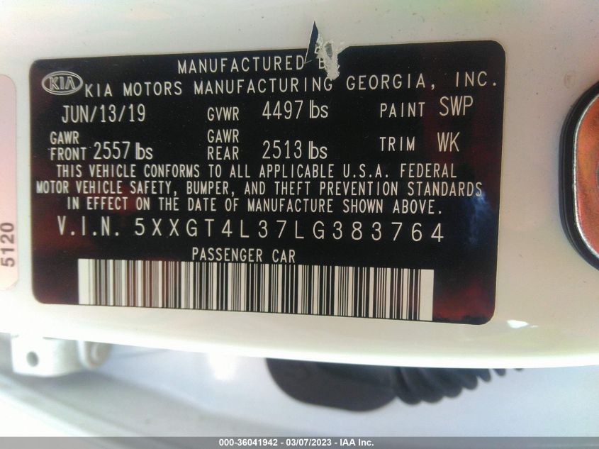 5XXGT4L37LG383764 Kia Optima LX 9