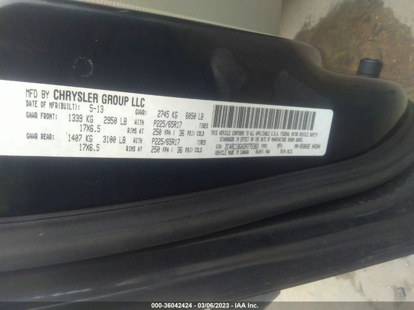 2013 CHRYSLER TOWN & COUNTRY TOURING - 2C4RC1BGXDR775383