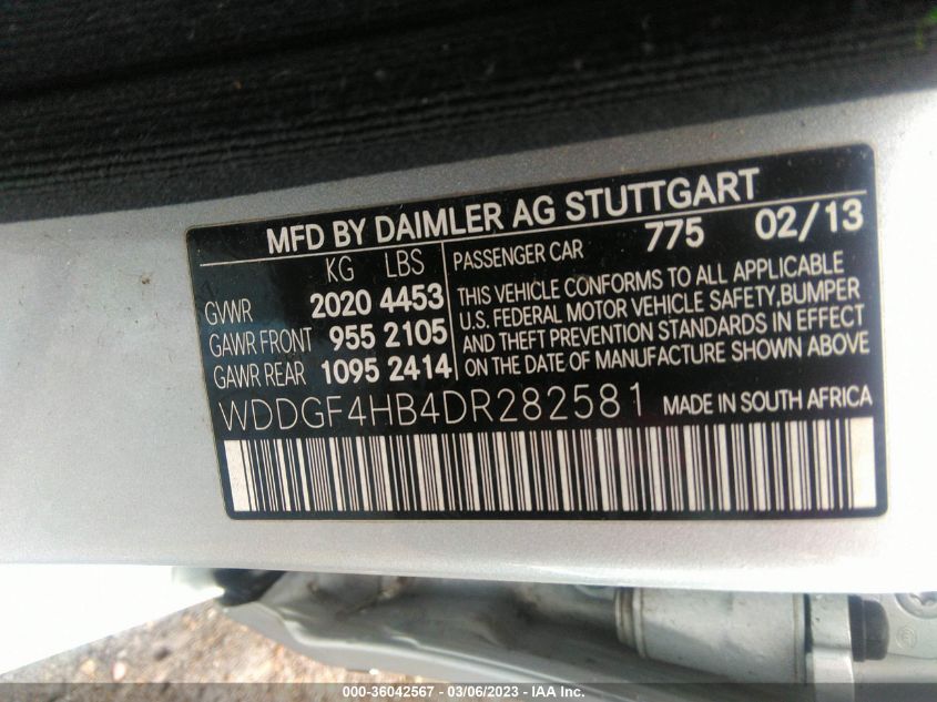 2013 MERCEDES-BENZ C-CLASS C 250 - WDDGF4HB4DR282581