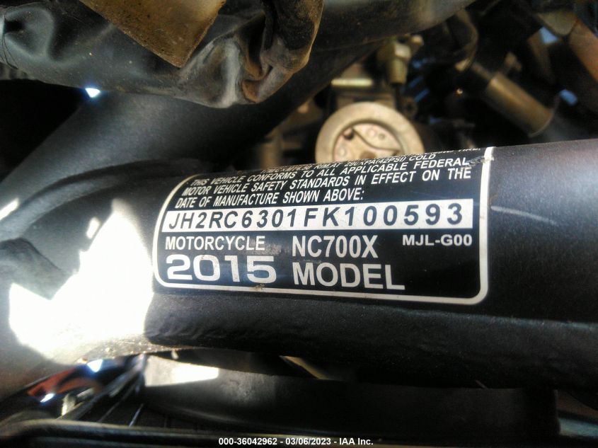 2015 HONDA NC700X - JH2RC6301FK100593