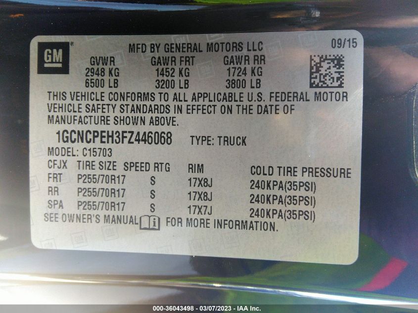 2015 CHEVROLET SILVERADO 1500 LS - 1GCNCPEH3FZ446068