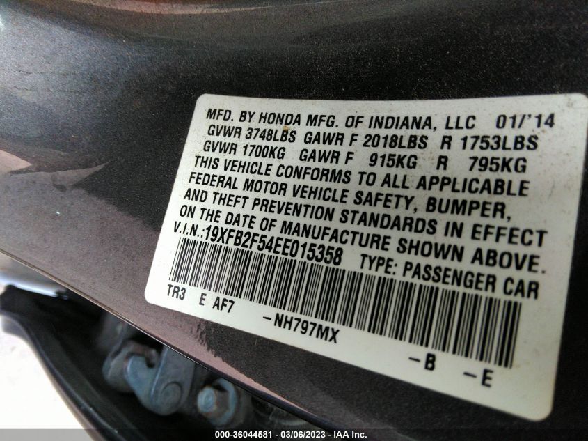 2014 HONDA CIVIC SEDAN LX - 19XFB2F54EE015358