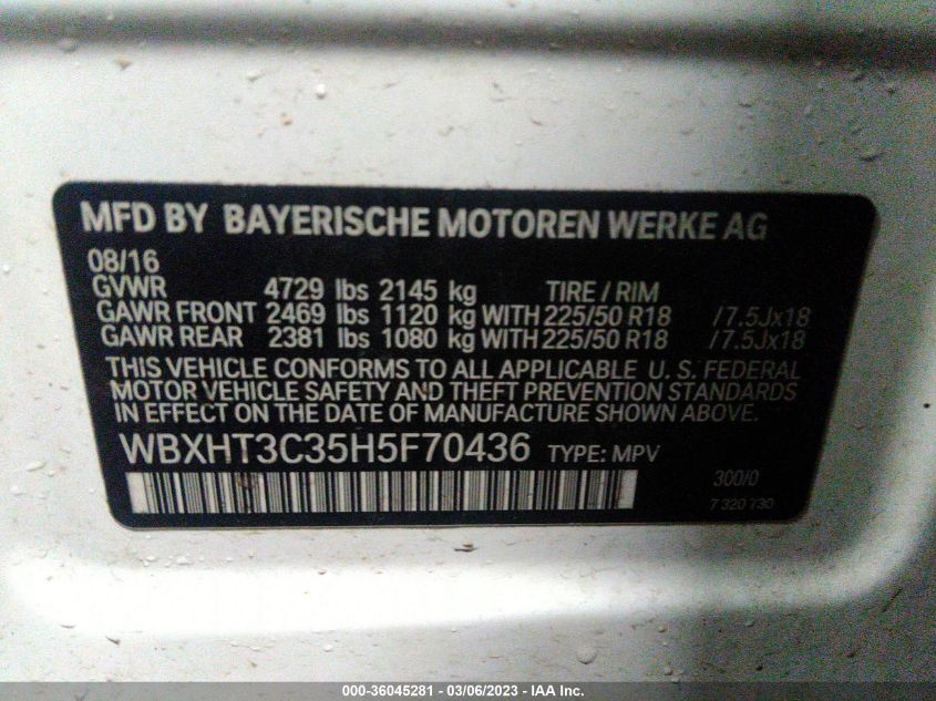 2017 BMW X1 XDRIVE28I - WBXHT3C35H5F70436