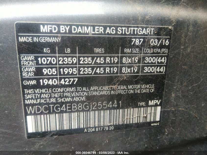 2016 MERCEDES-BENZ GLA GLA 250 - WDCTG4EB8GJ255441
