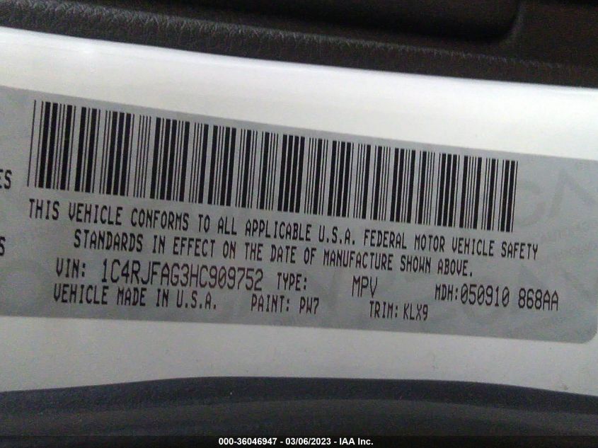 2017 JEEP GRAND CHEROKEE ALTITUDE - 1C4RJFAG3HC909752