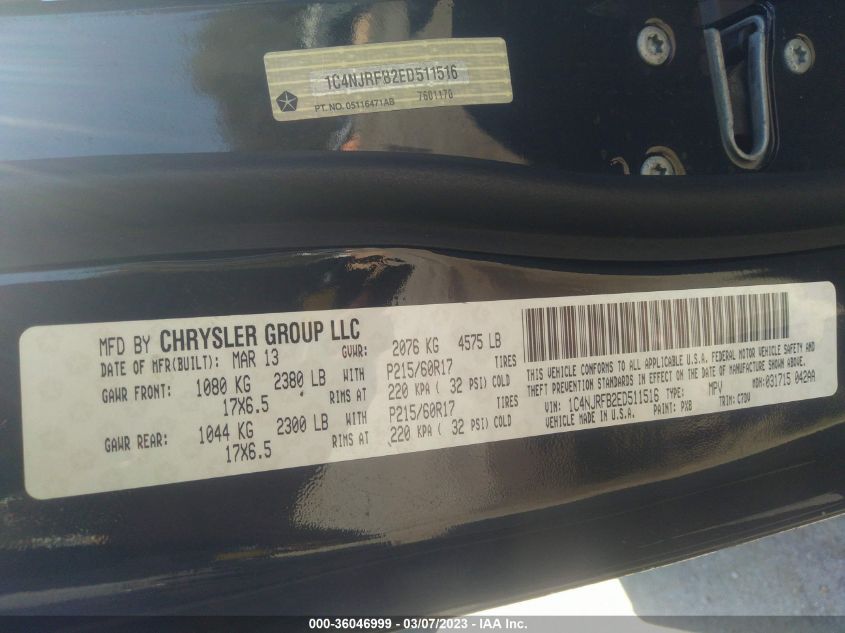2014 JEEP PATRIOT LATITUDE - 1C4NJRFB2ED511516