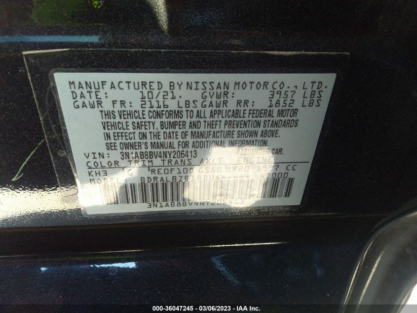 2022 NISSAN SENTRA S - 3N1AB8BV4NY206413