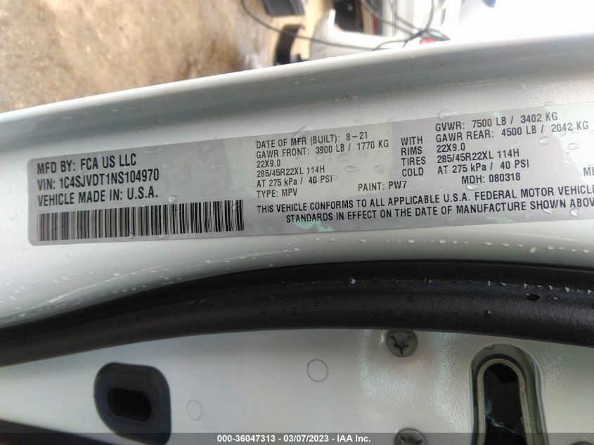 2022 JEEP WAGONEER SERIES III - 1C4SJVDT1NS104970