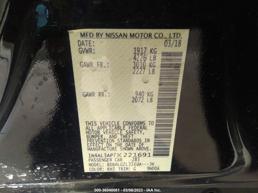 2018 NISSAN ALTIMA 2.5 S - 1N4AL3AP7JC221691