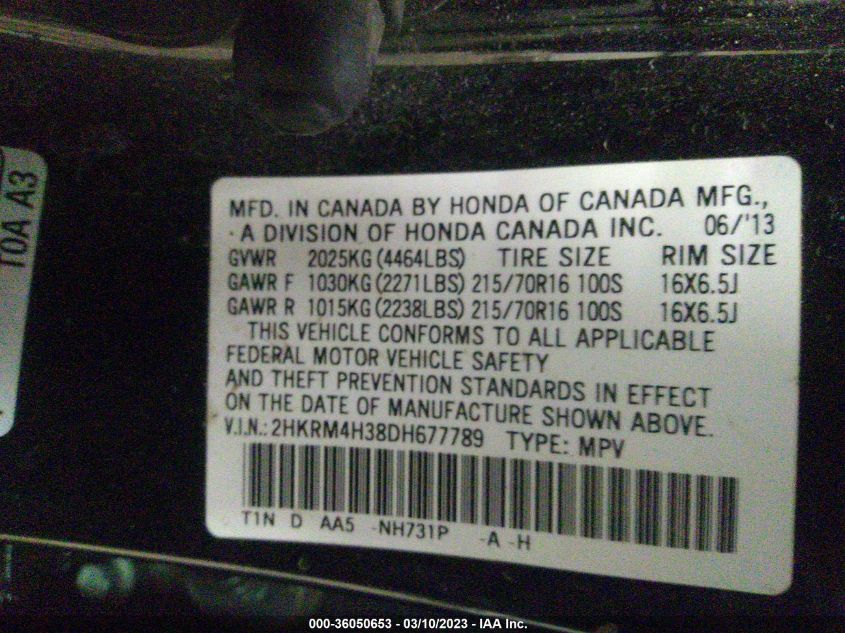 2013 HONDA CR-V LX - 2HKRM4H38DH677789